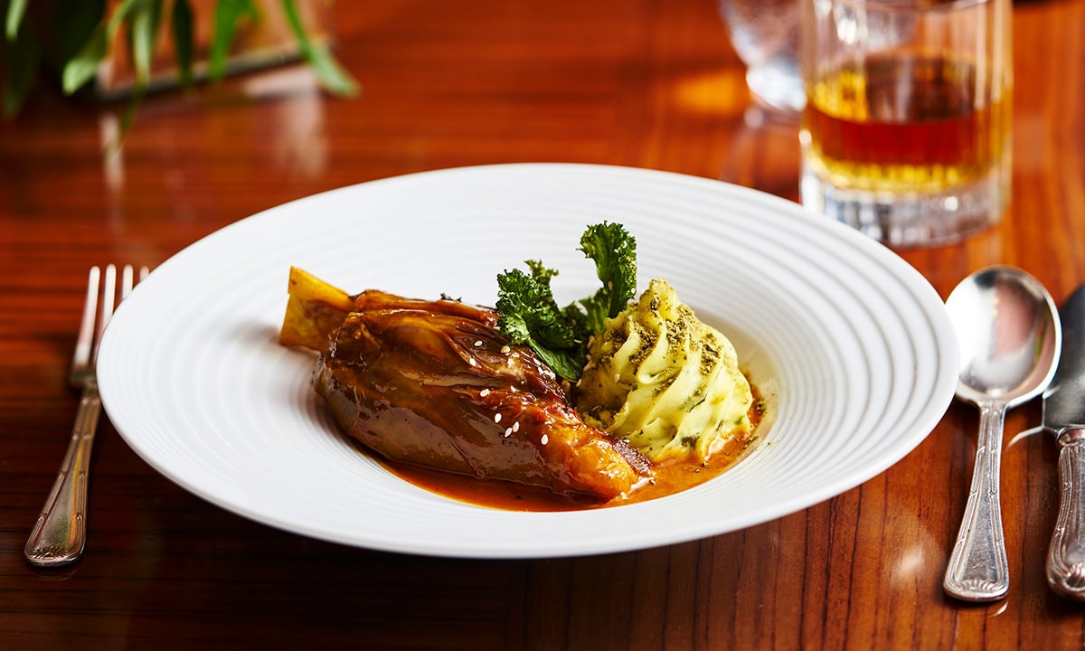 Plate with food and cutlery