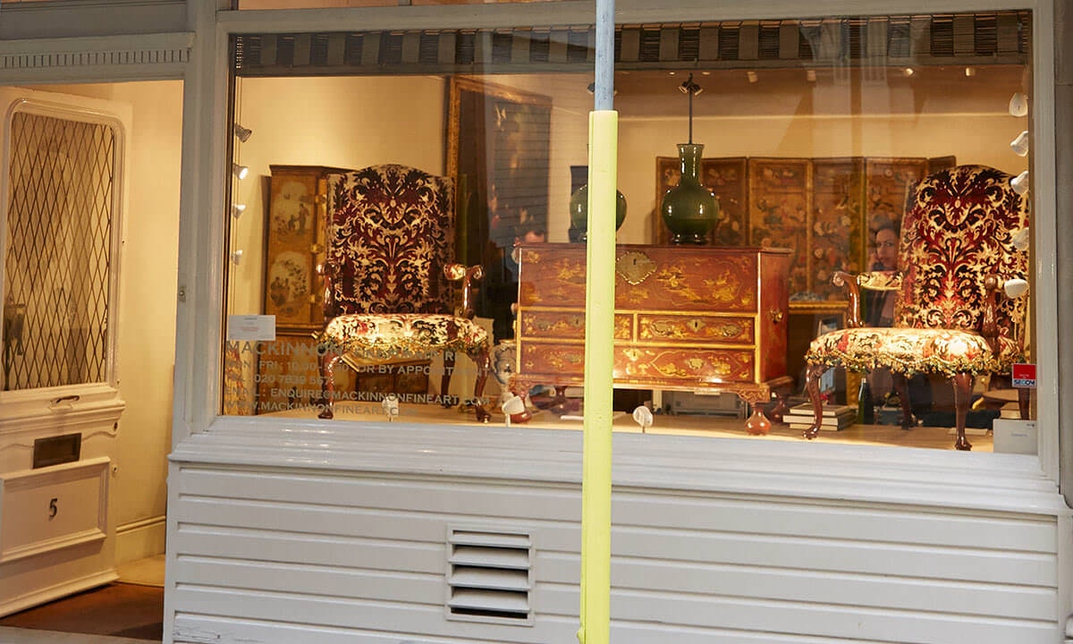 Antique furniture in a window