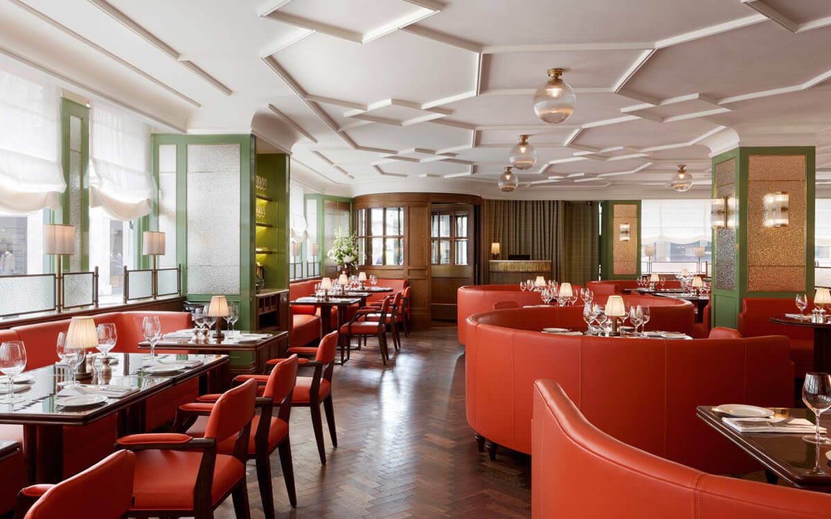 Inside restaurant with red theme