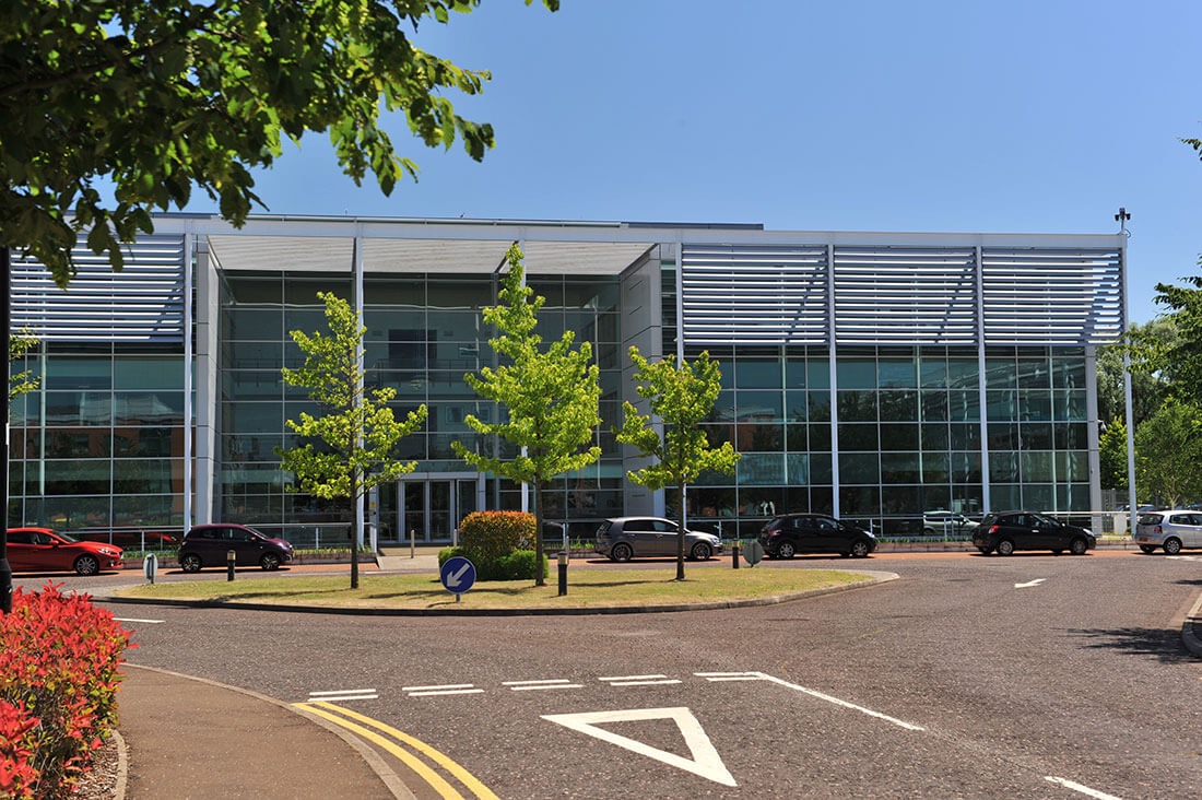 Road and building