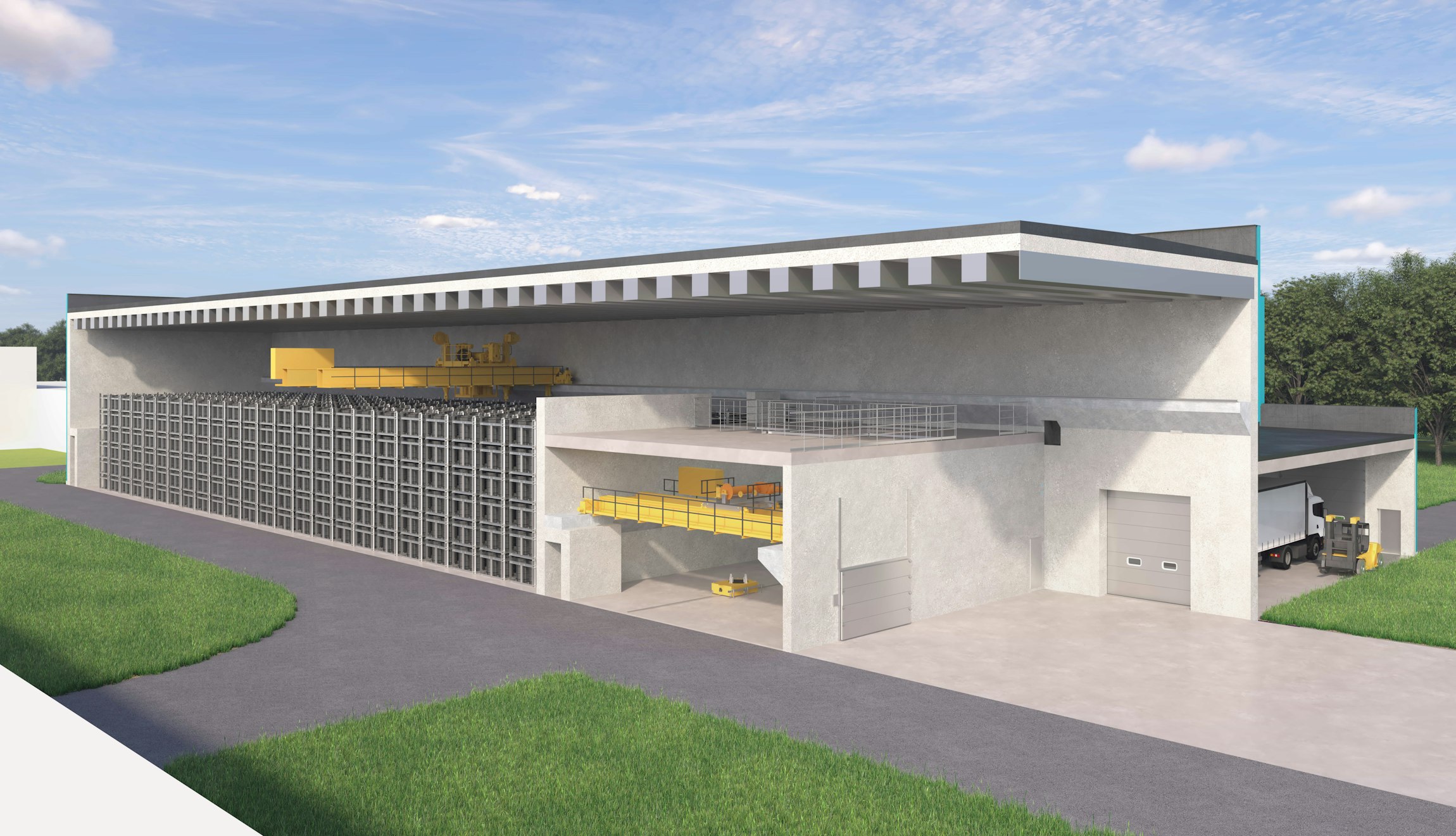Esquisse d'un nouveau bâtiment d'entreposage pour les fûts présentant du gel