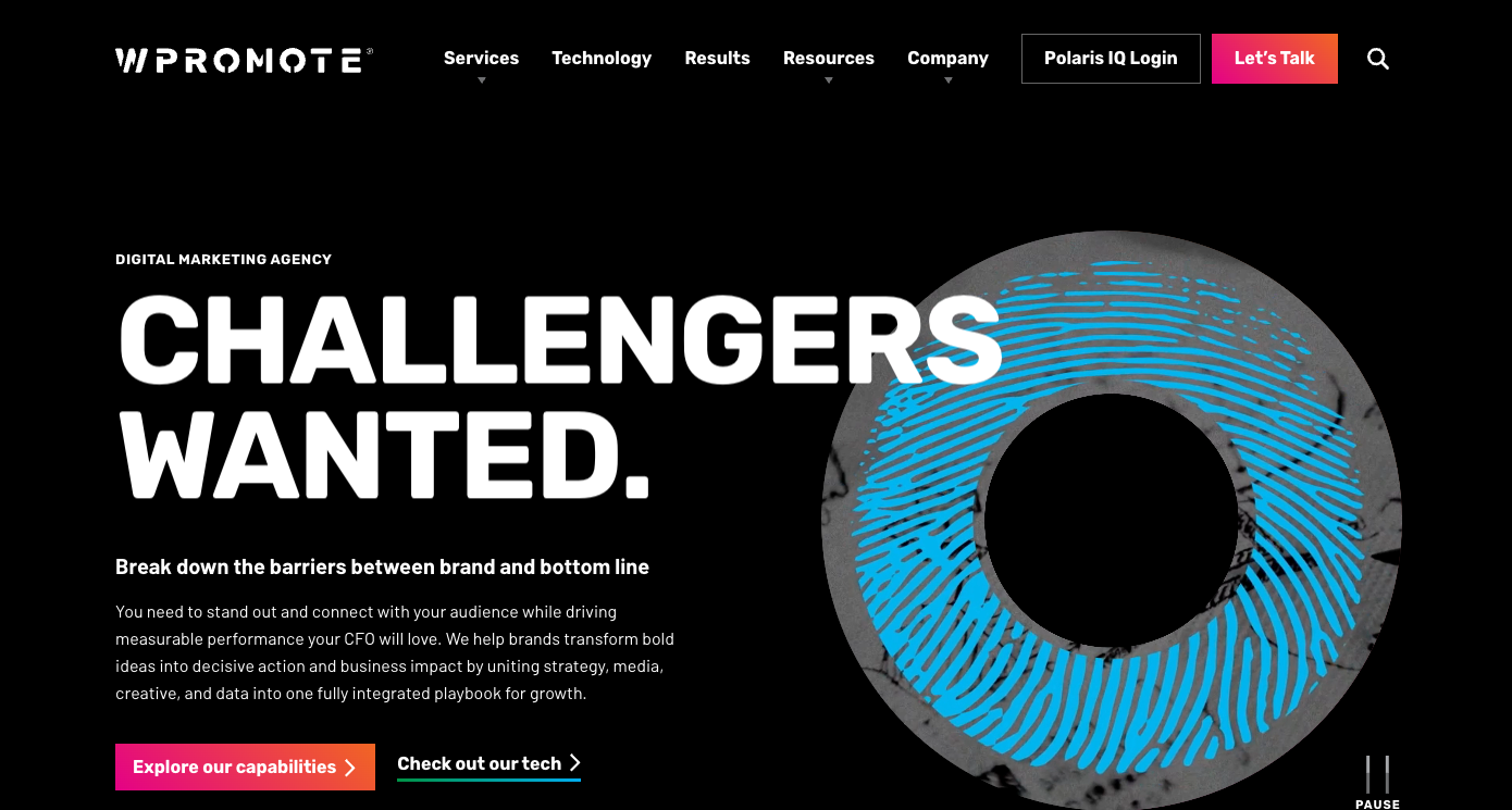 Screenshot of the PMG homepage with the headline “Engineered for Impact” over a dark, full-width office image.