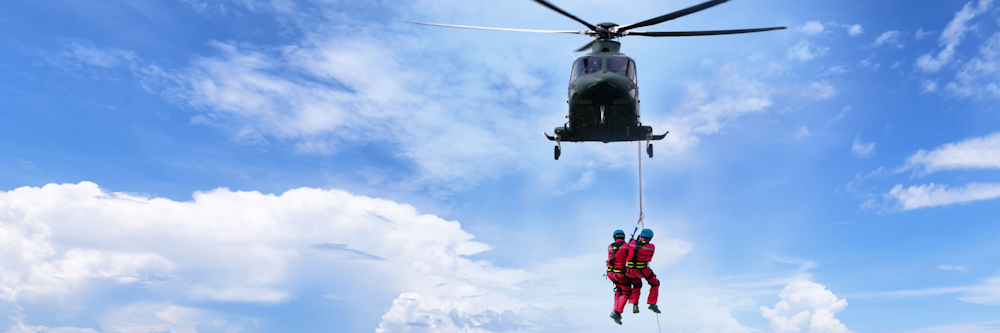 Descening from helicopter