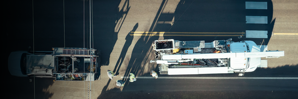 Utility trucks from above