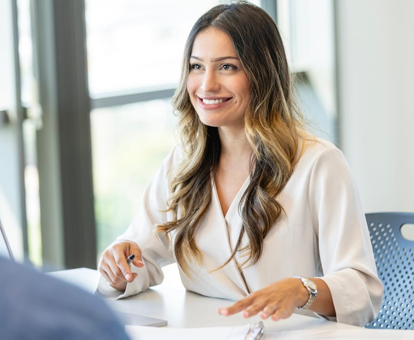 woman talking to person