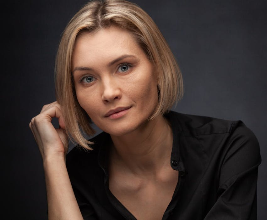 woman looking into camera