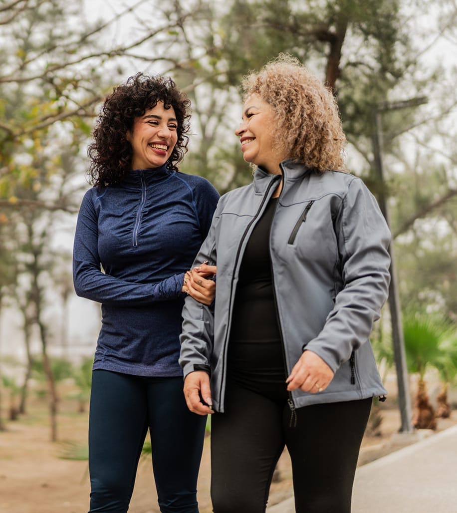 two women walking