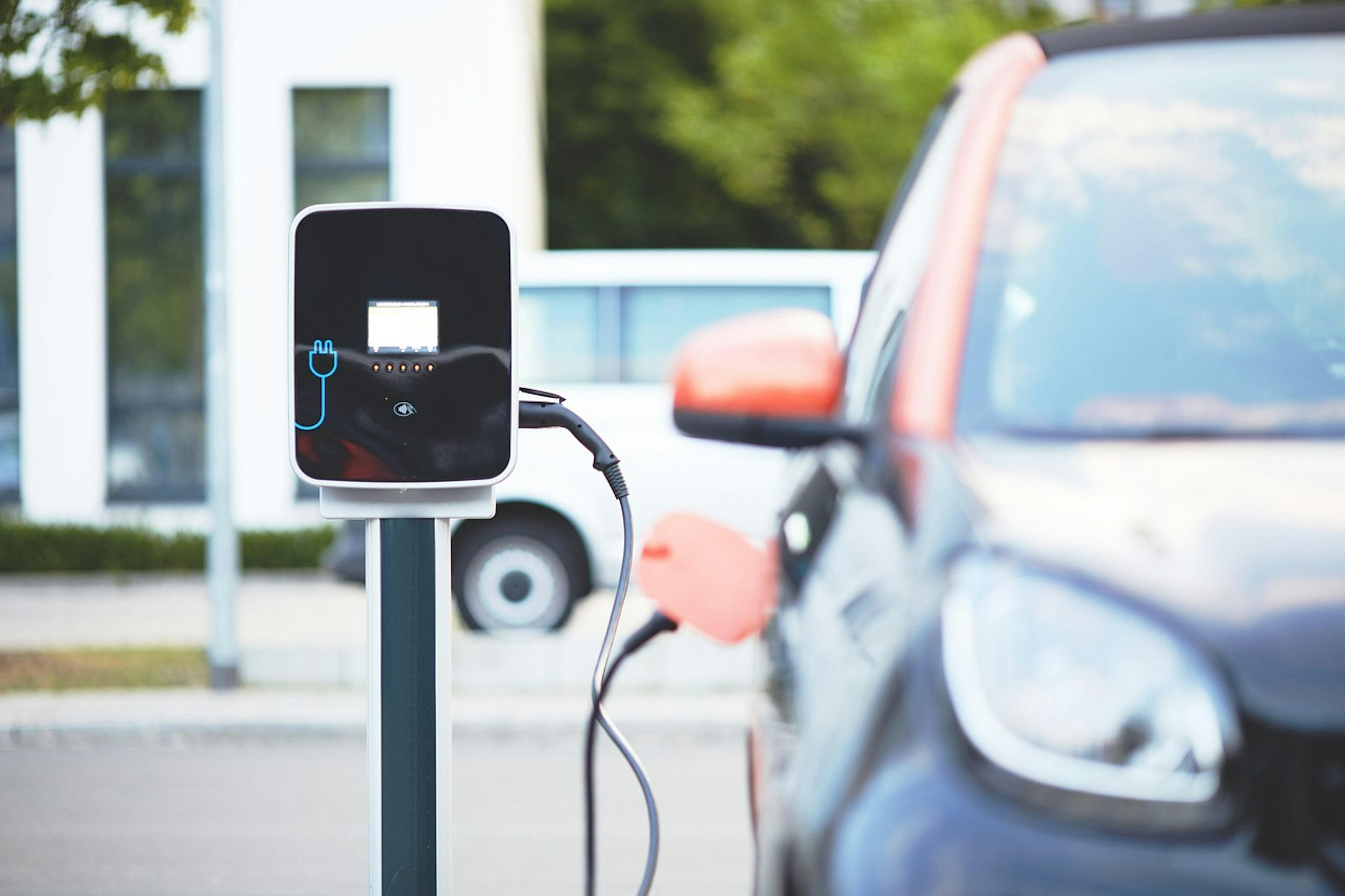 Electric car connected to an EV charger