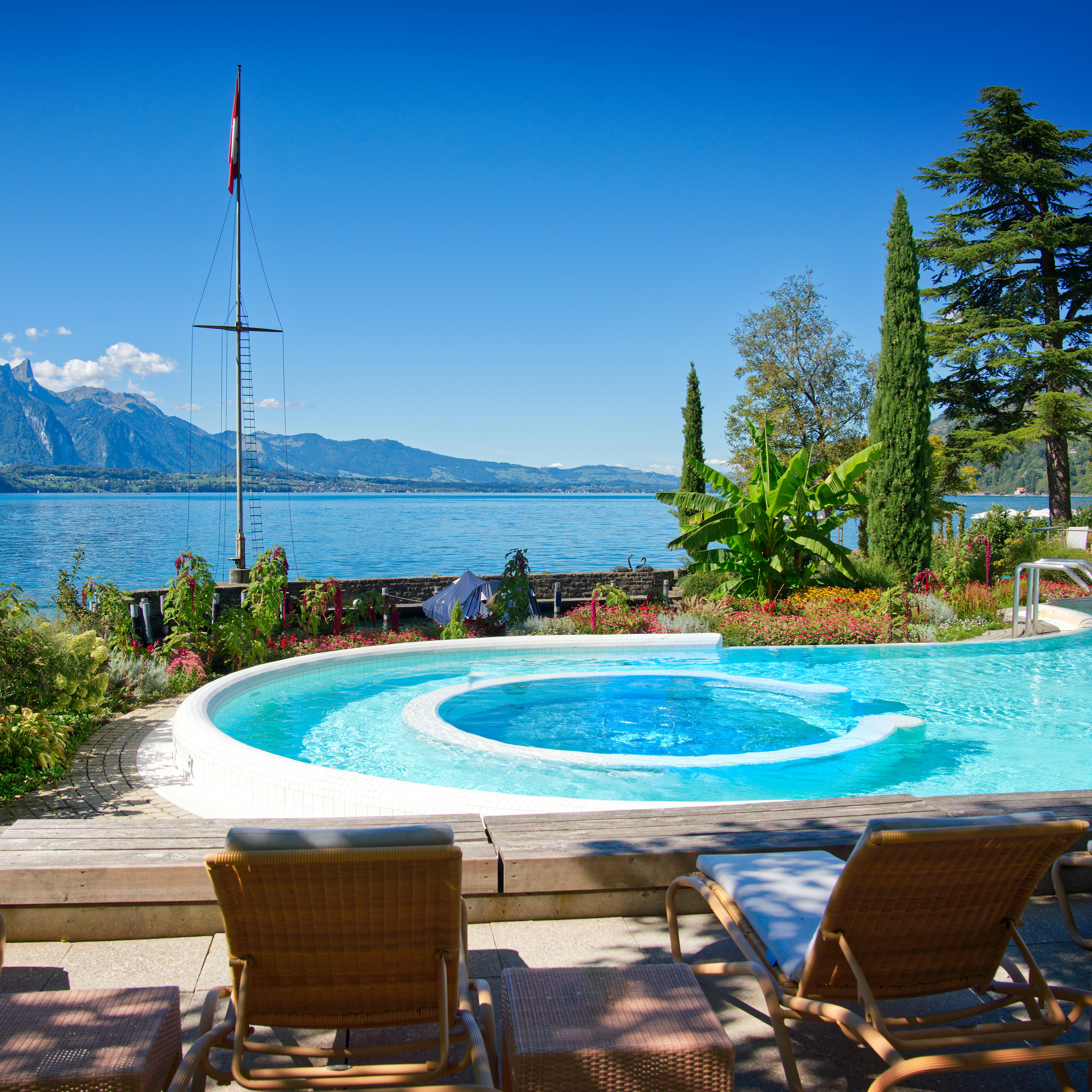 Saltwater-pool and lake view Saltwater-pool and lake view