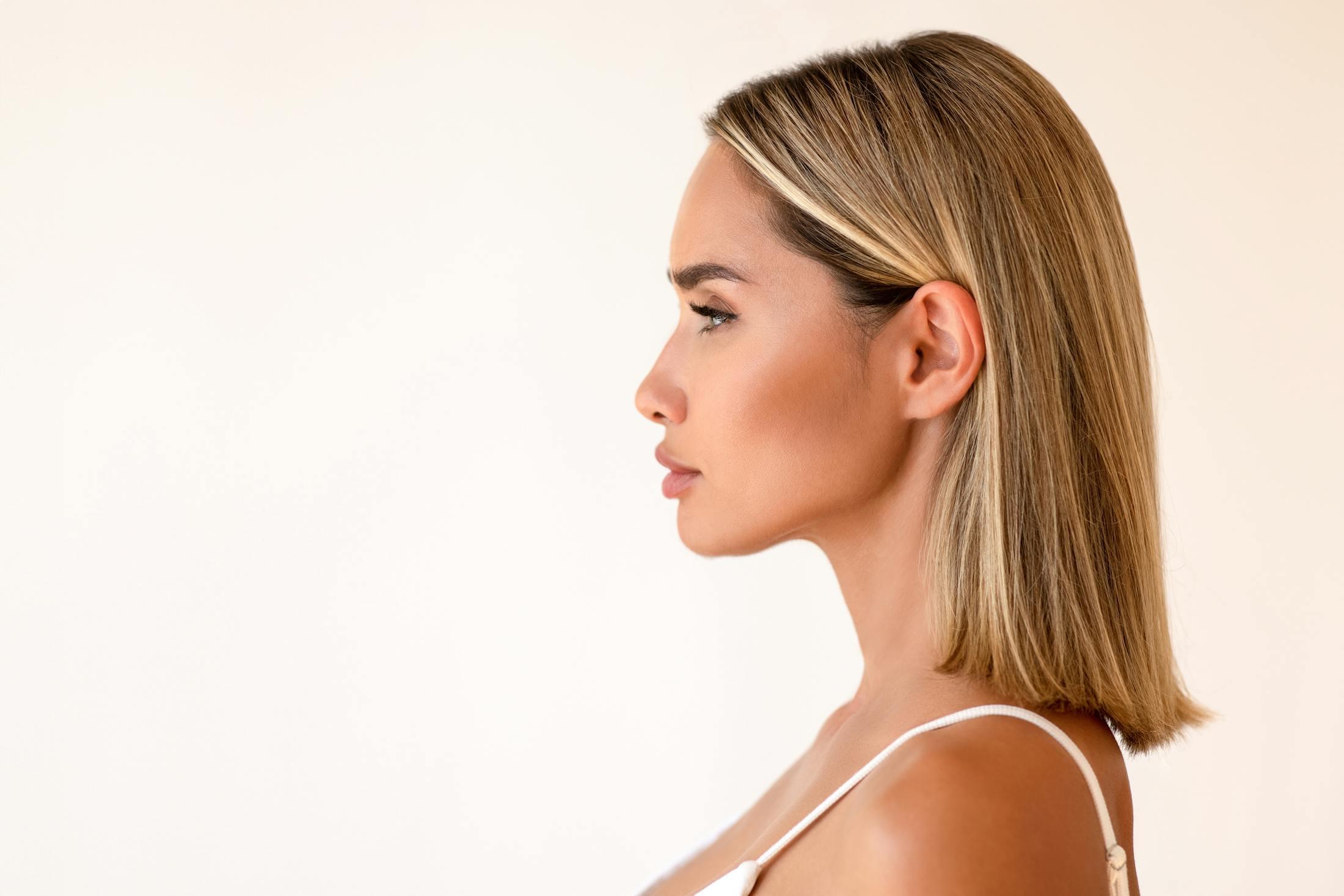 blonde woman in profile