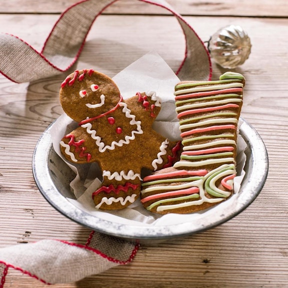 Photo of ginger bread man and ginger bread stocking