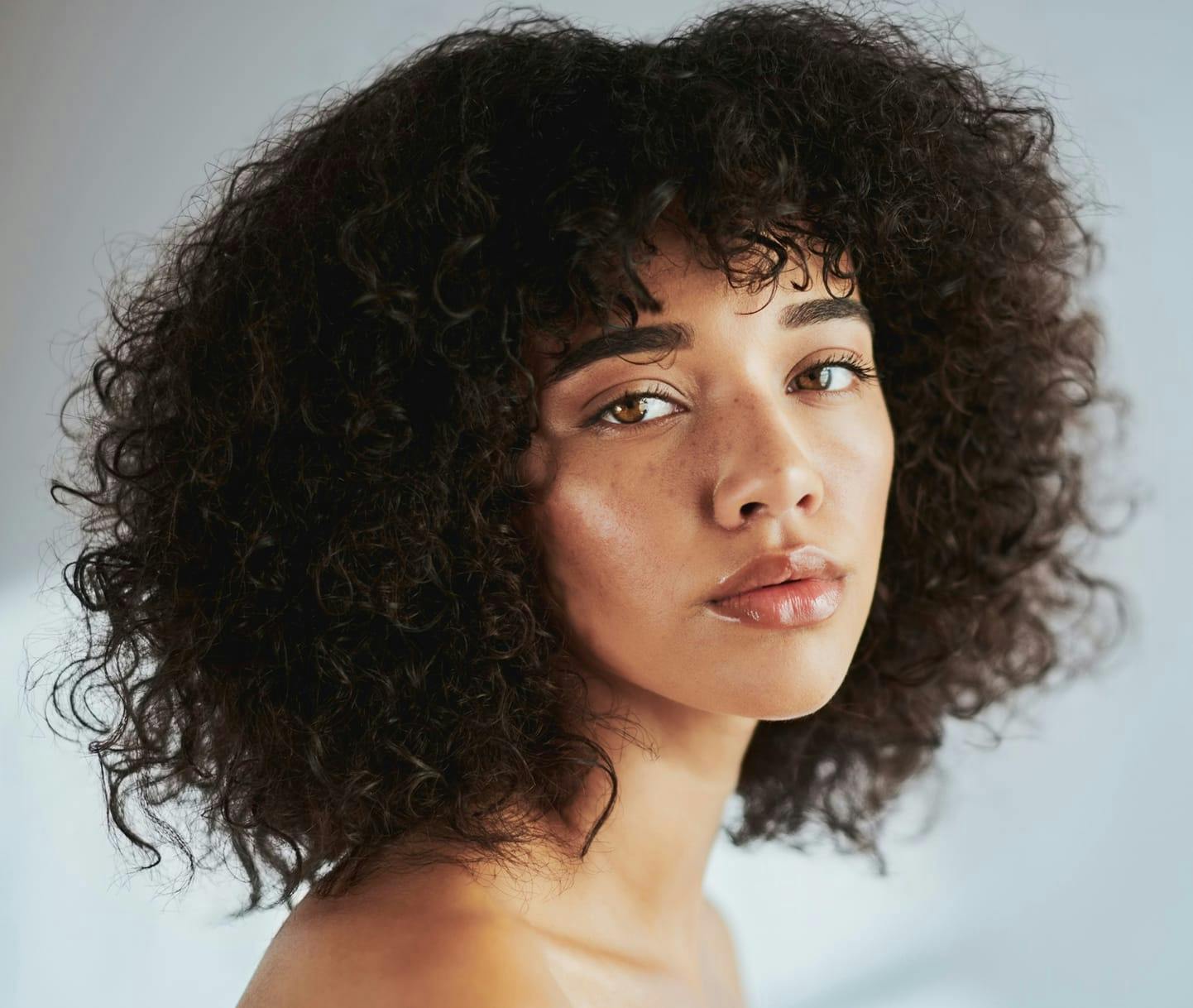 Woman with curly hair