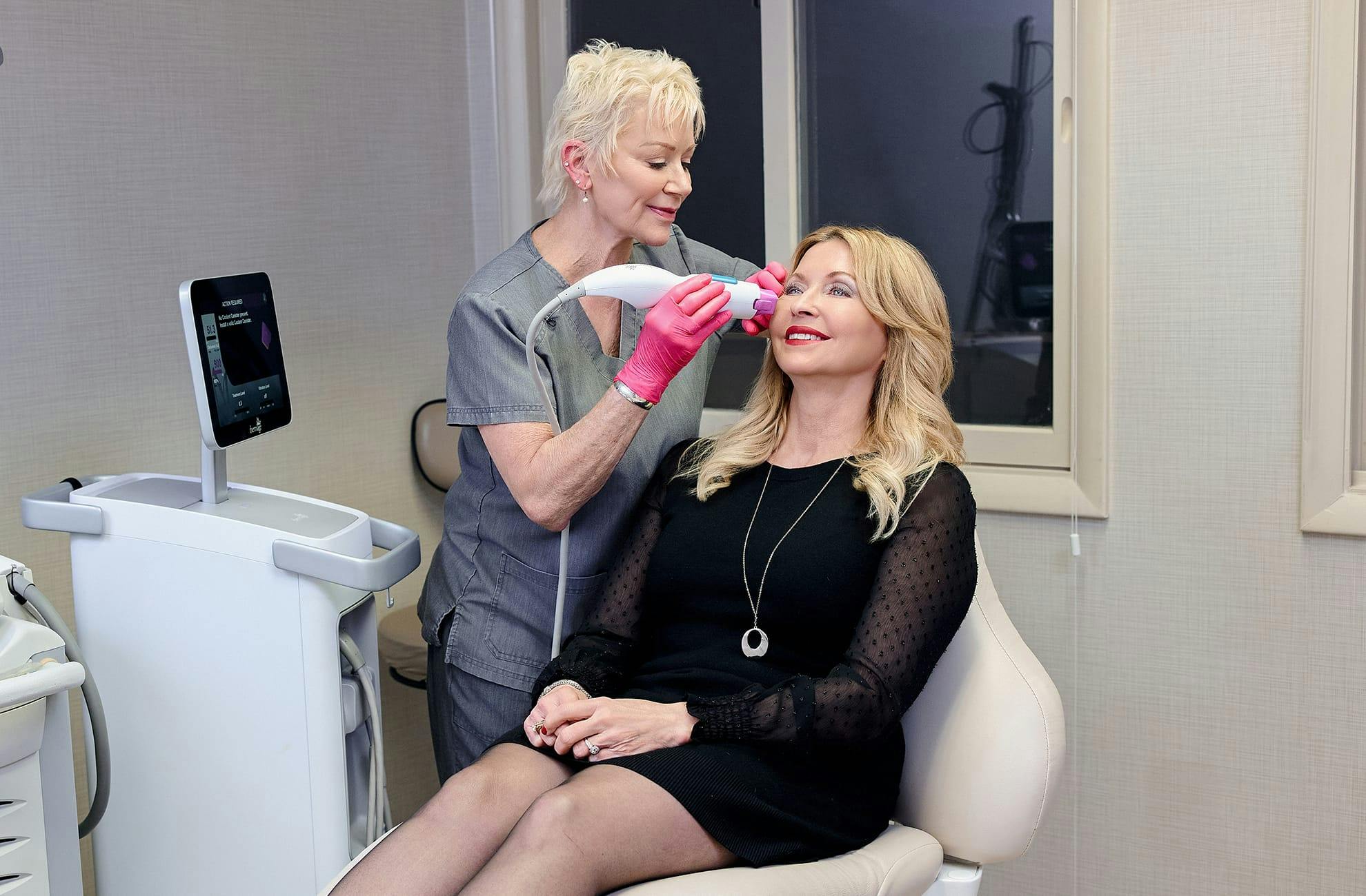 Woman during skin treatment