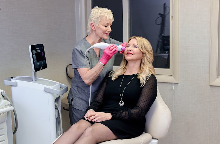 Woman during skin treatment