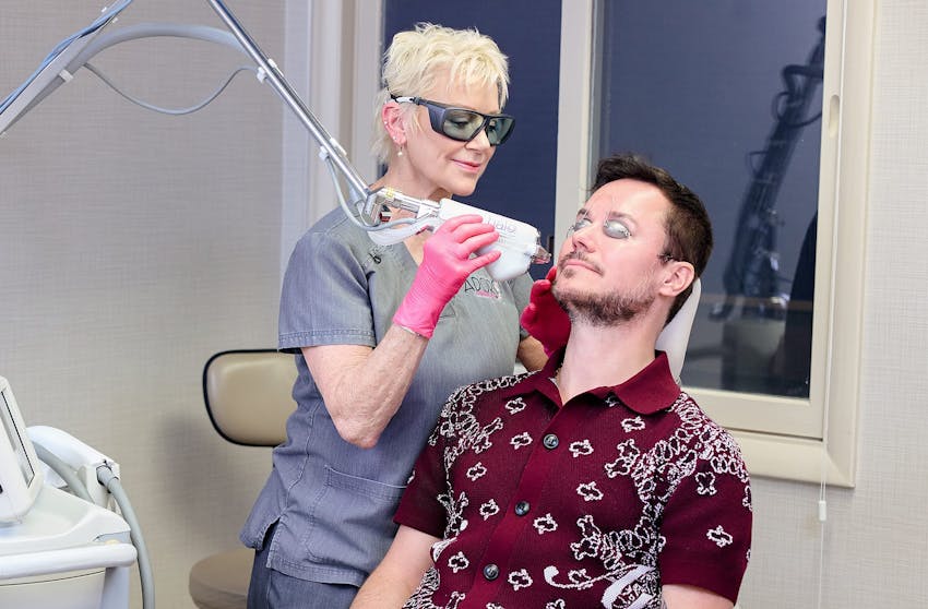 Man during laser treatment