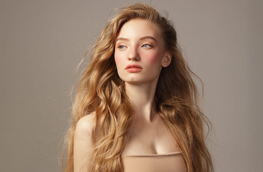 woman with wavy red hair