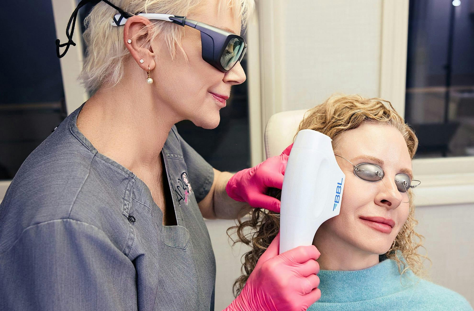 Woman and doctor during treatment