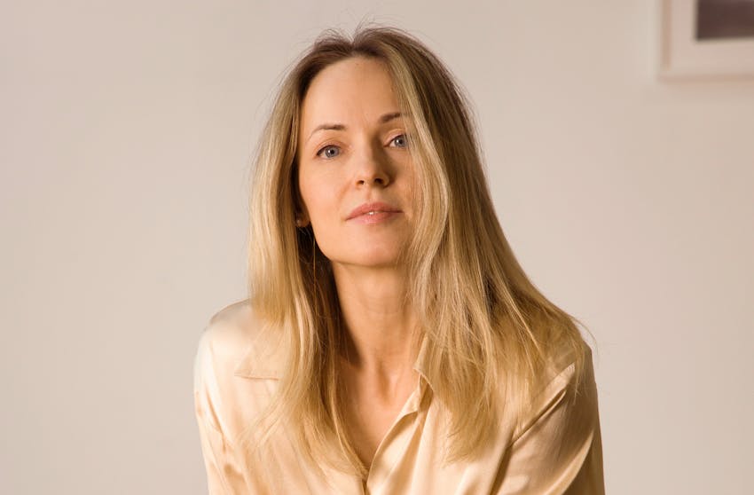 Blonde woman smiling