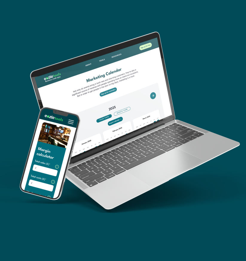 Eazle website on laptop and mobile.