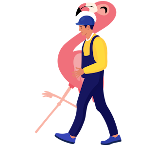 Man with Inflatable Flamingo
