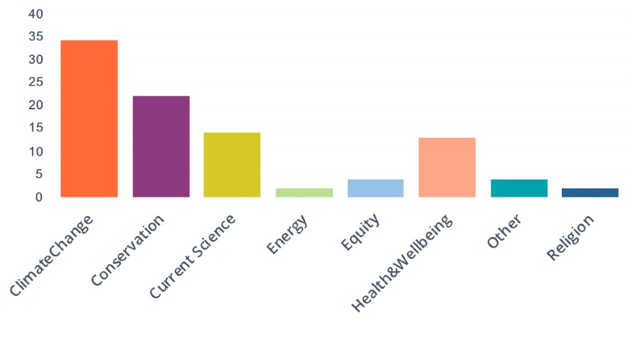 Graph showing types of social issues addressed by ISL institutions