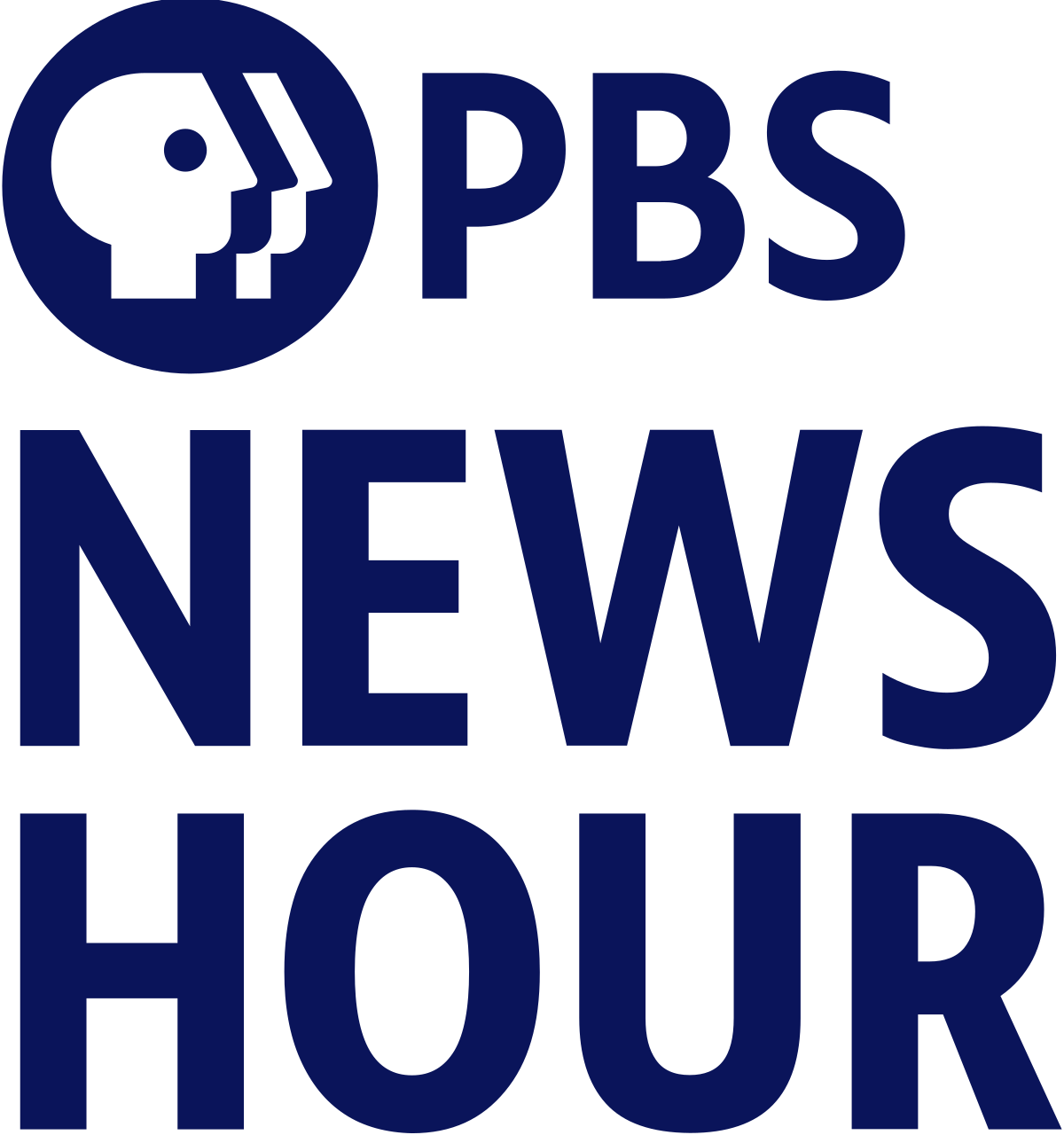 PBS NewsHour logo in dark blue with the PBS head icon and the stacked words “PBS NEWS HOUR.”