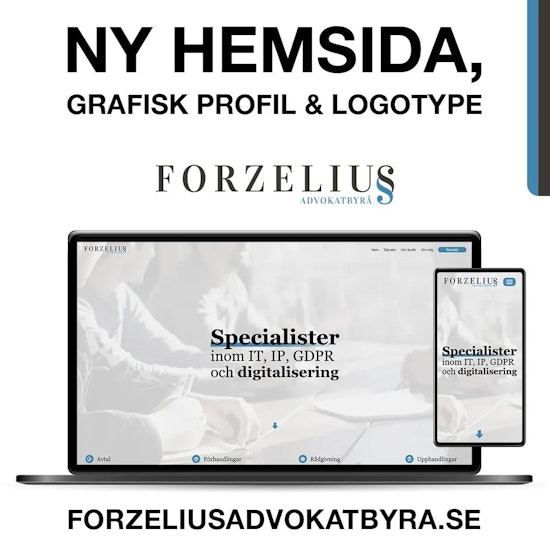 datorskärm och mobilskärm med bild på forzelius nya hemsida