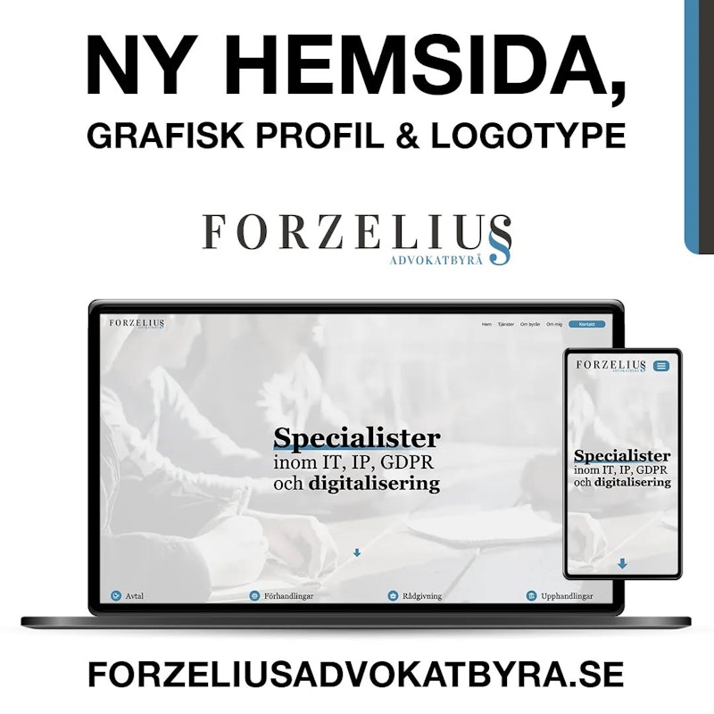 datorskärm och mobilskärm med bild på forzelius nya hemsida