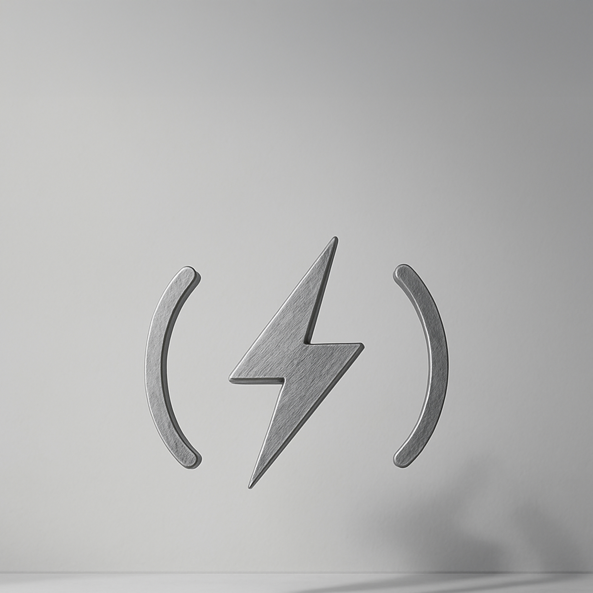 Minimalist lightning bolt with curved lines on both sides, symbolizing energy circulation or continuous power