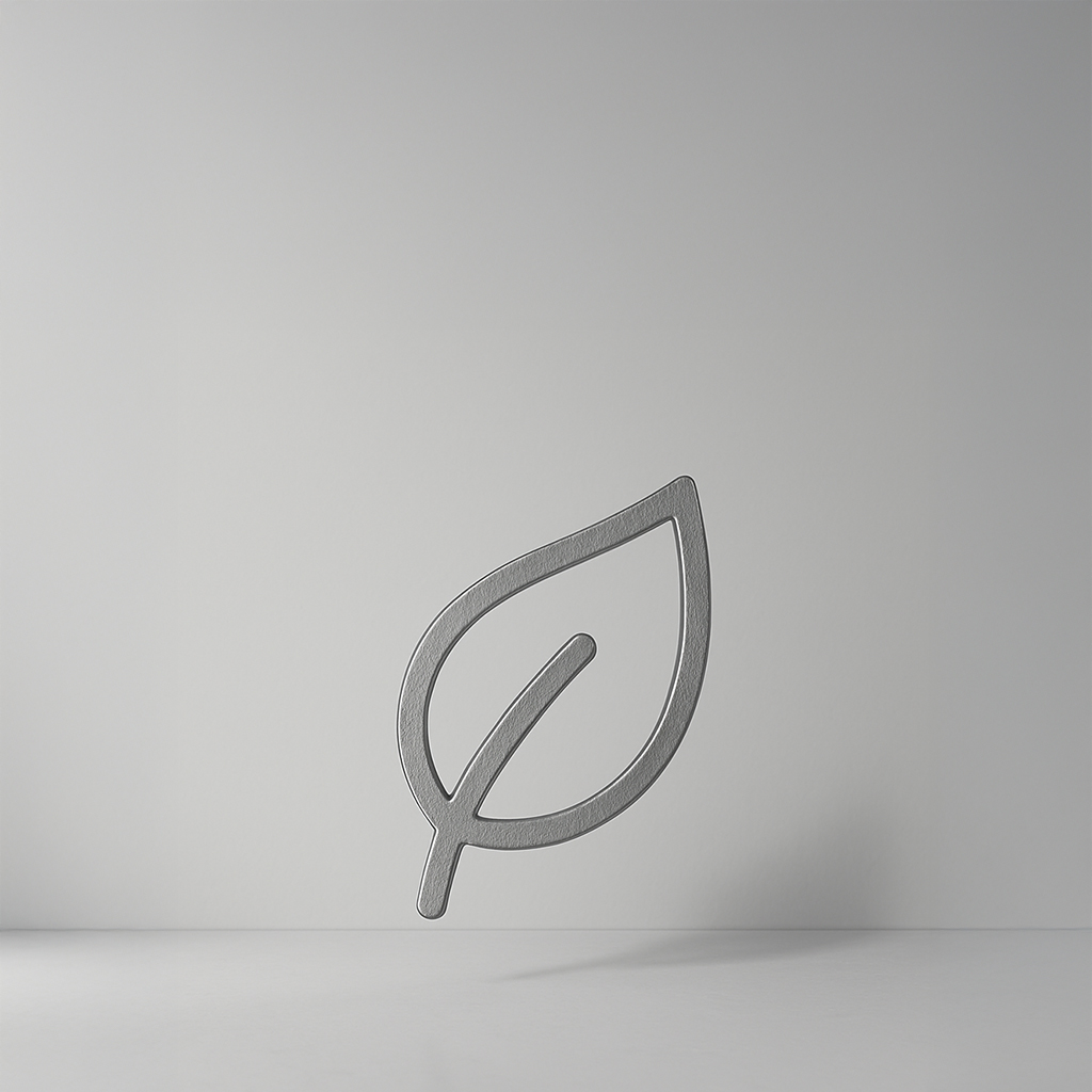 Minimalist leaf outline symbolizing sustainability, nature, or eco-friendly practices