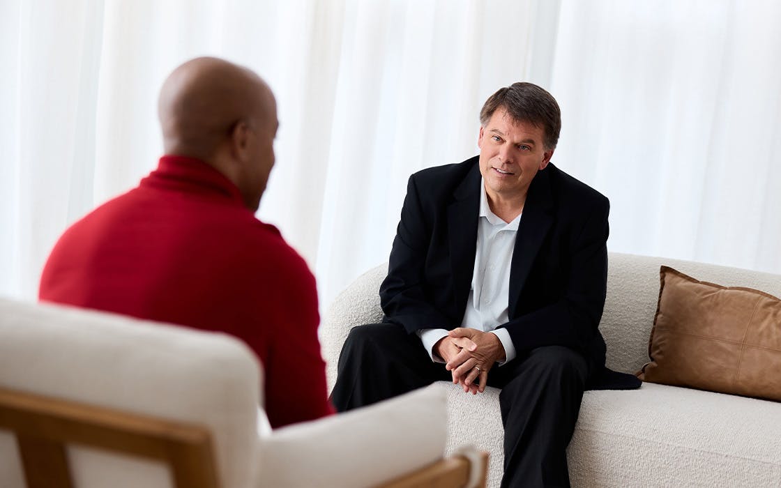 Lawyer and client speaking