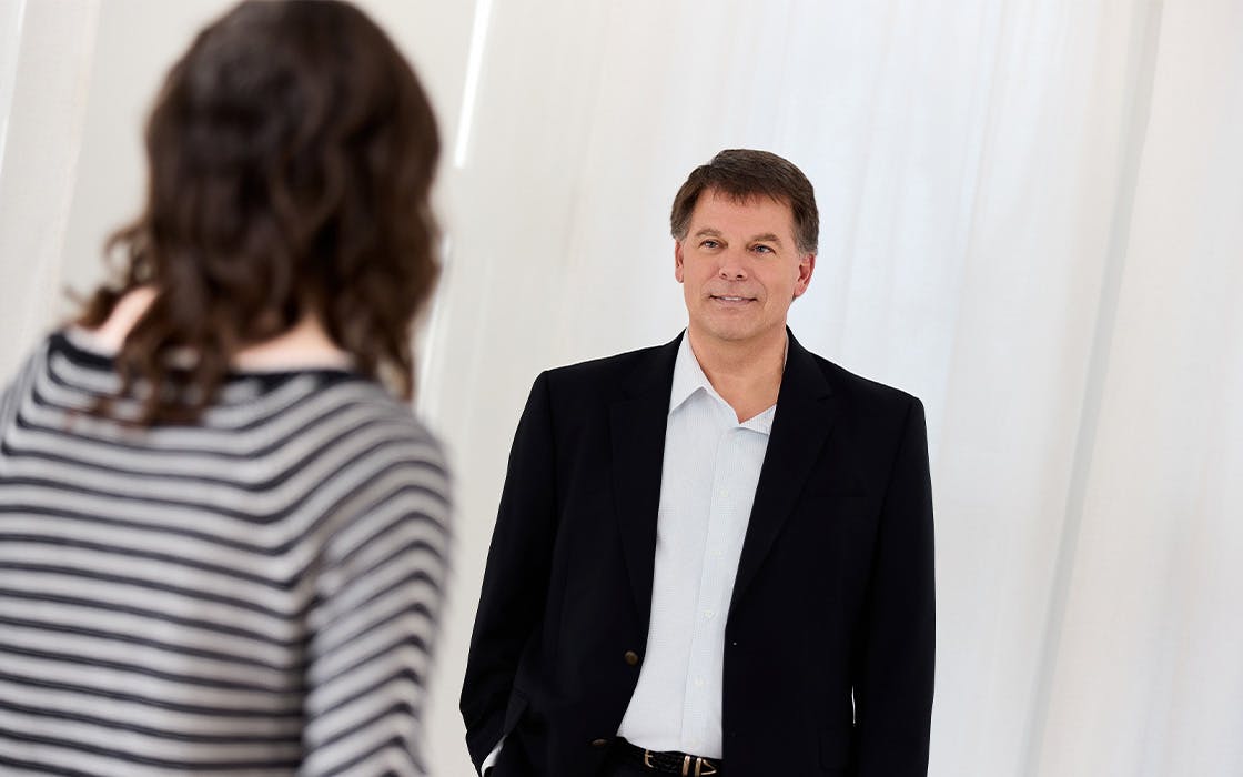 Lawyer and client speaking
