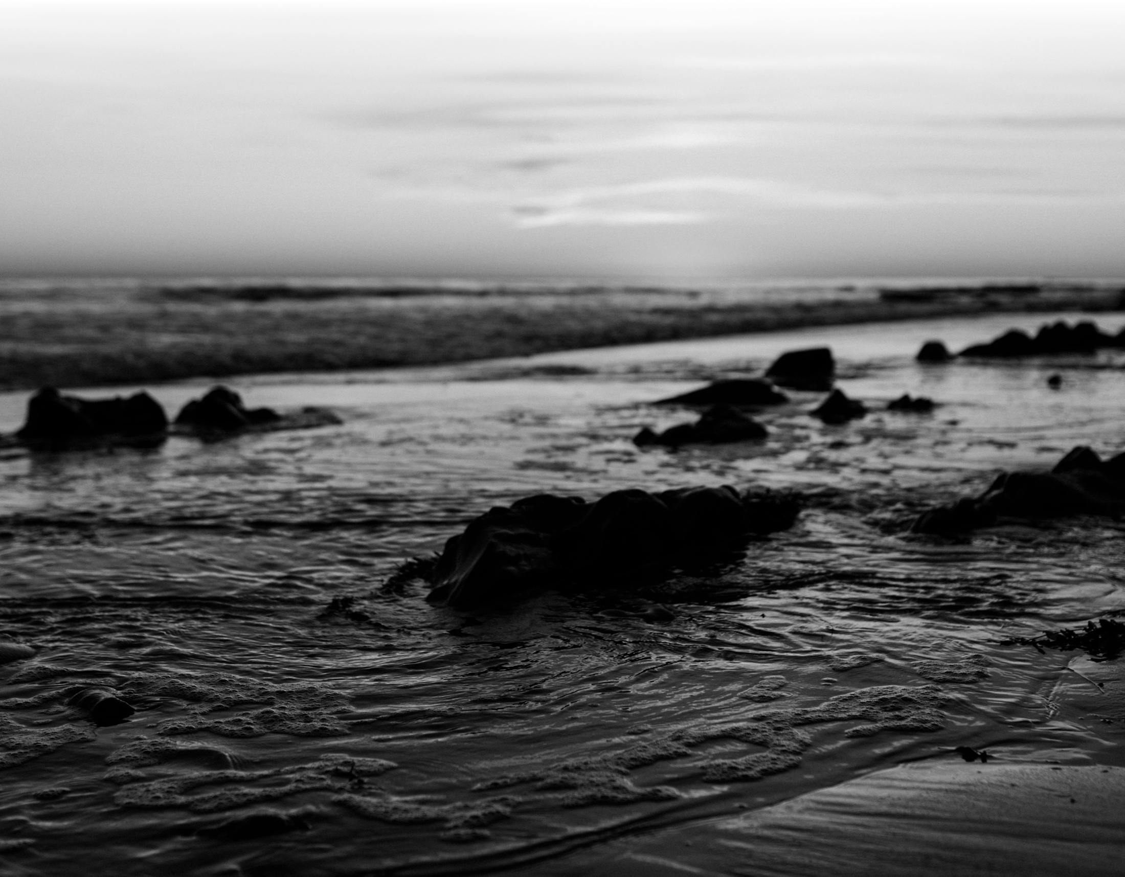 Black and white beach photo
