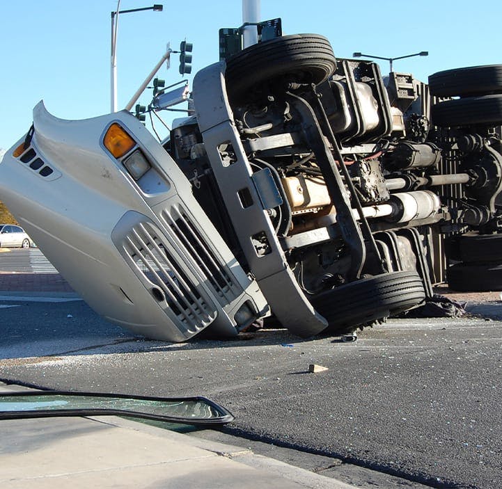 semi truck flipped over