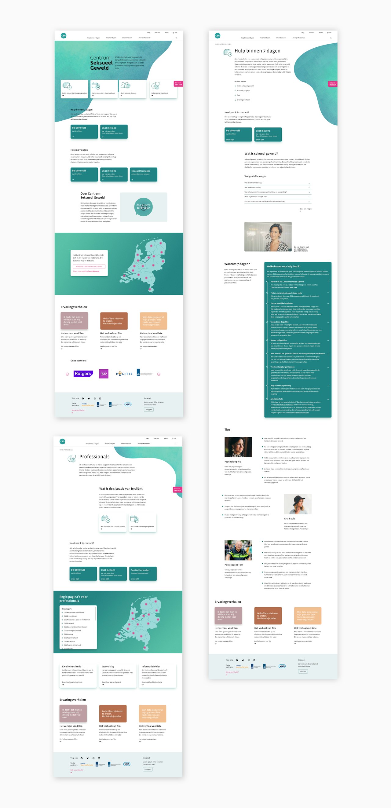 Drie website pagina's van Centrum voor Seksueel Geweld