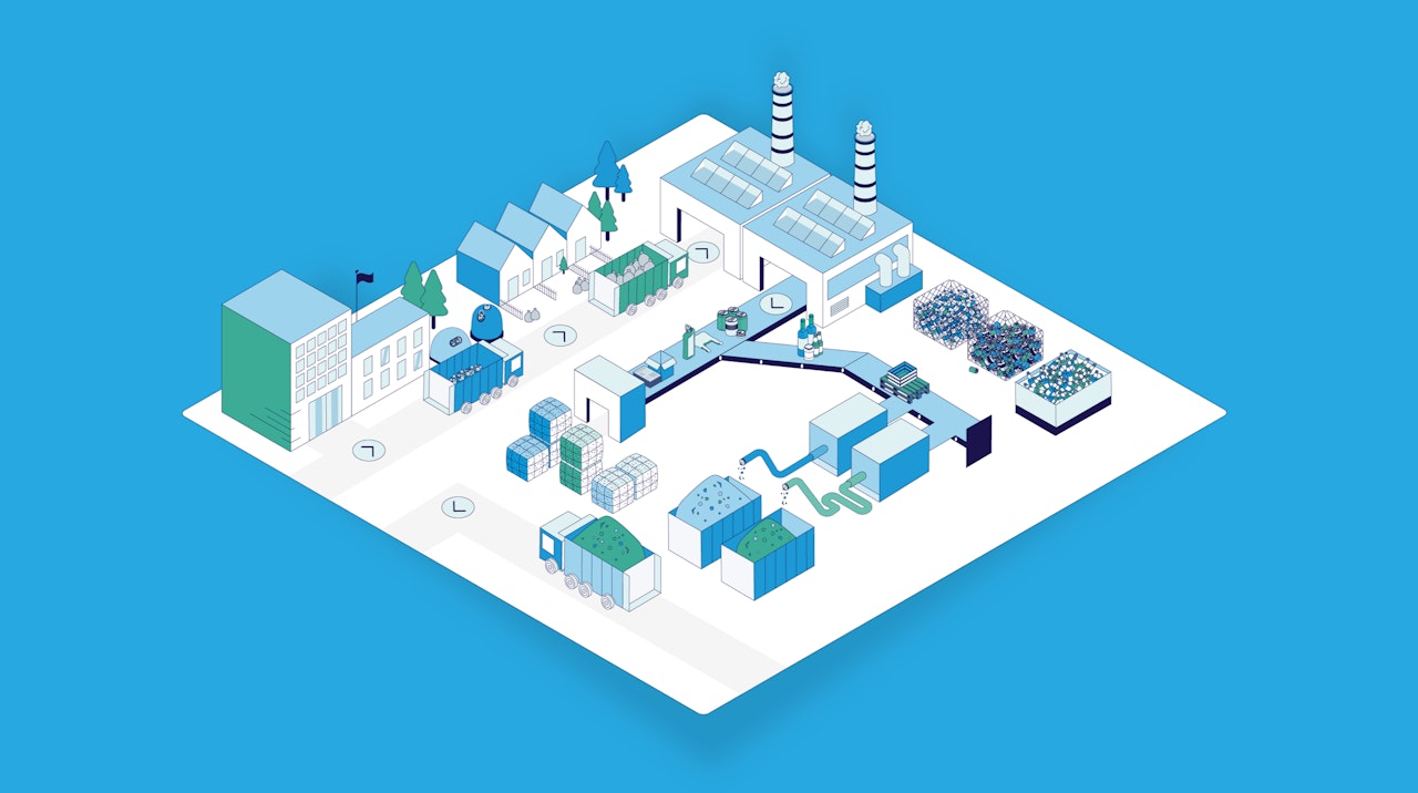 Illustratie van een recycling proces