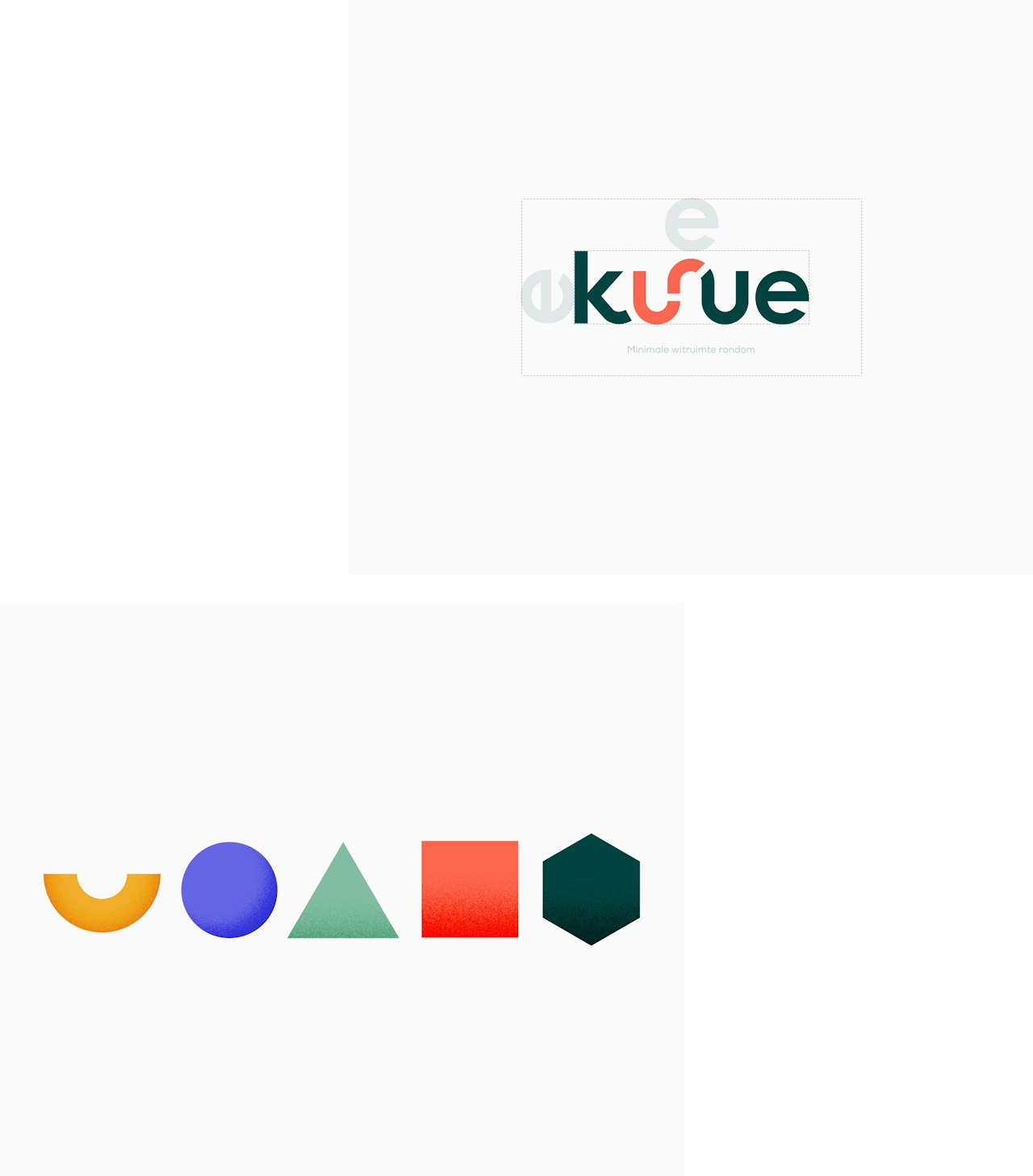 Een beeld met het logo van Kurve en de losse vorm elementen