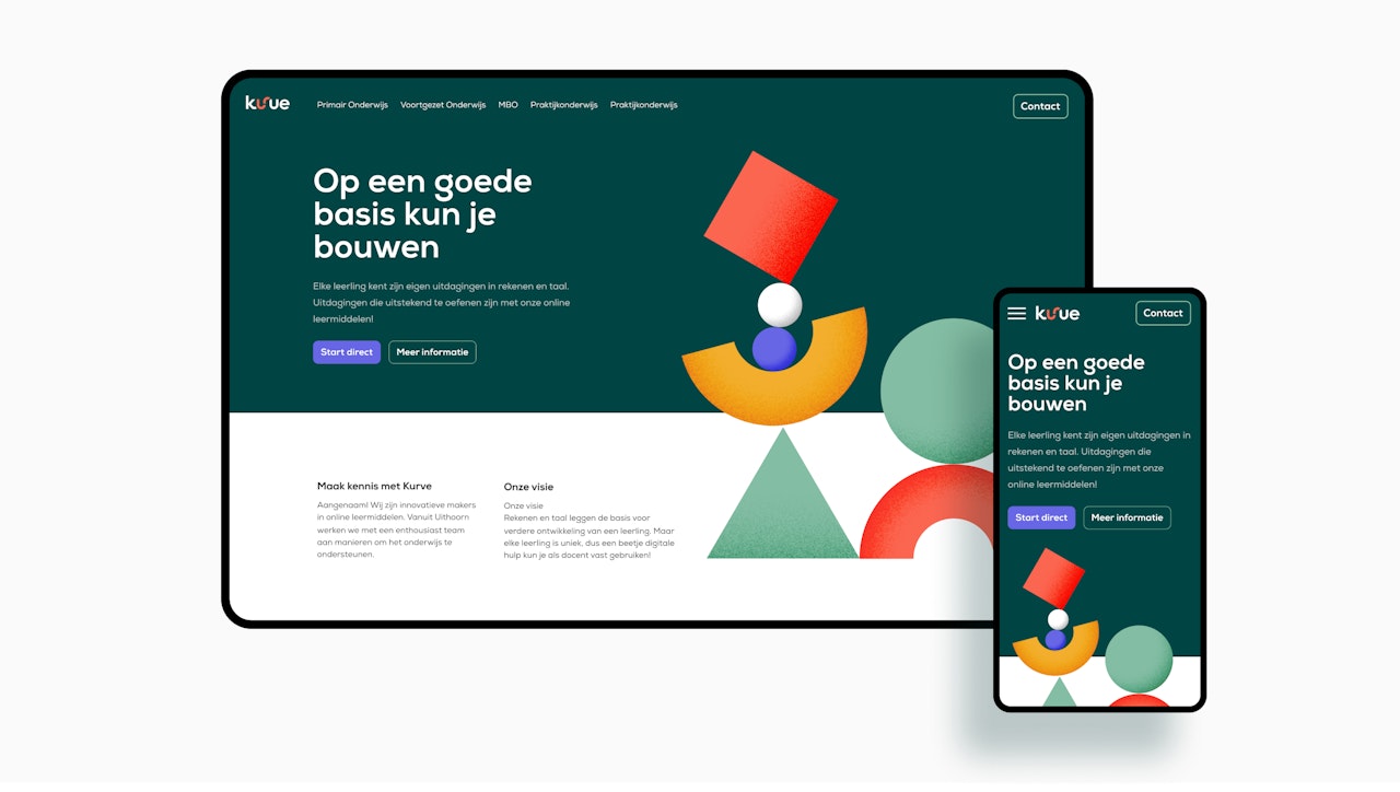 Een desktopscherm en een mobiel met daarin de website van Kurve 