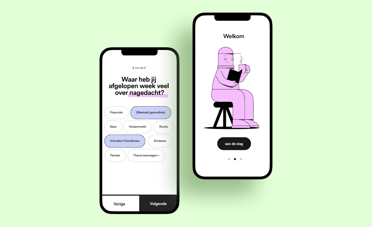 Schermen uit de denkles app