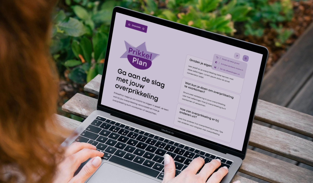 Laptop met scherm van website prikkelplan
