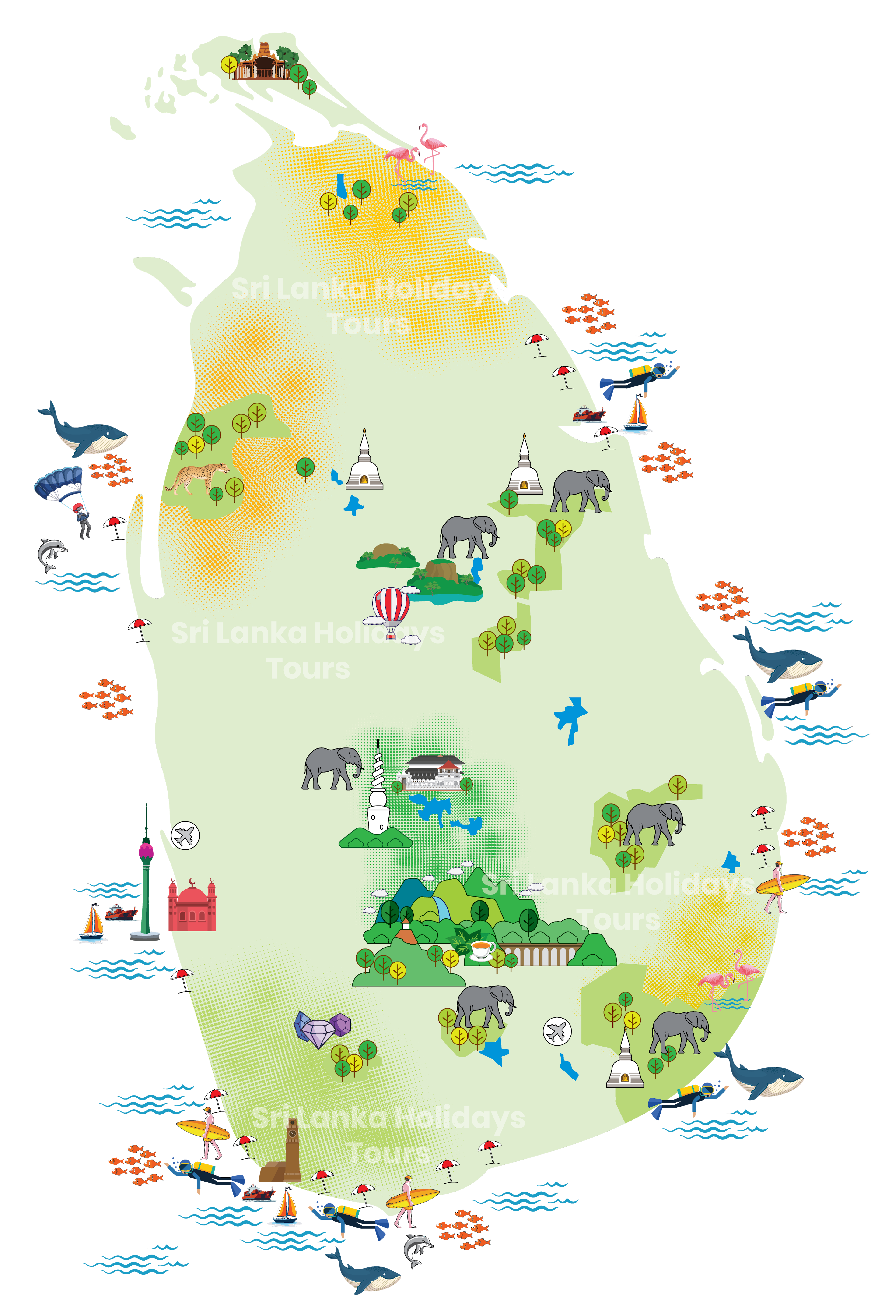 Sri Lanka map with destinations
