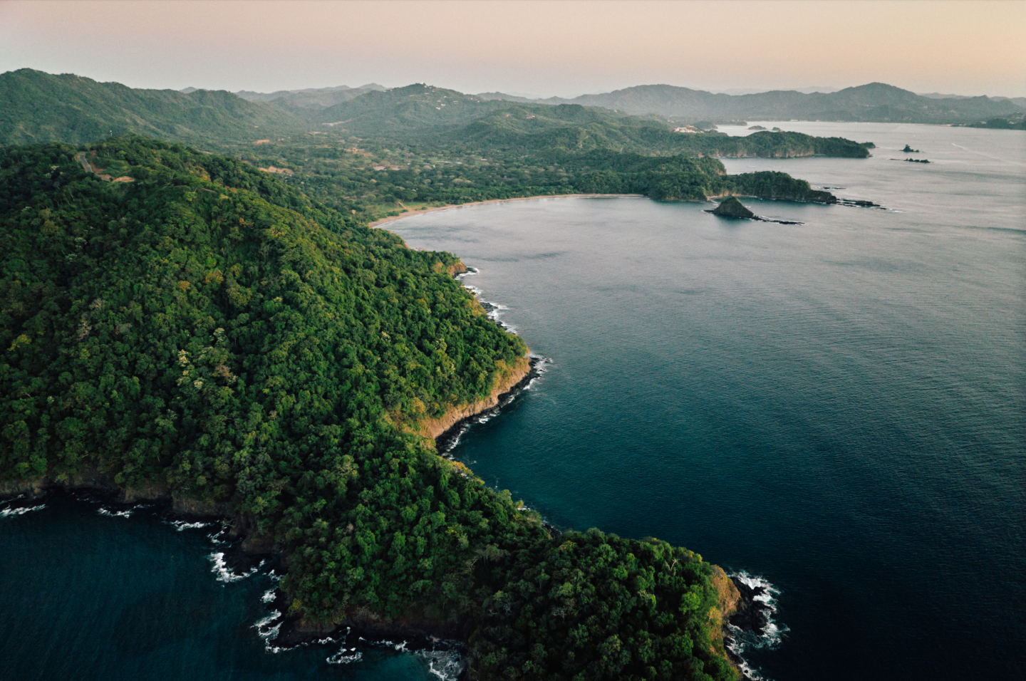 Breathtaking aerial view of the coastline.