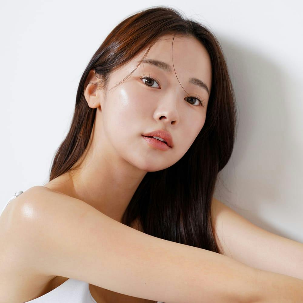 woman with glossy skin