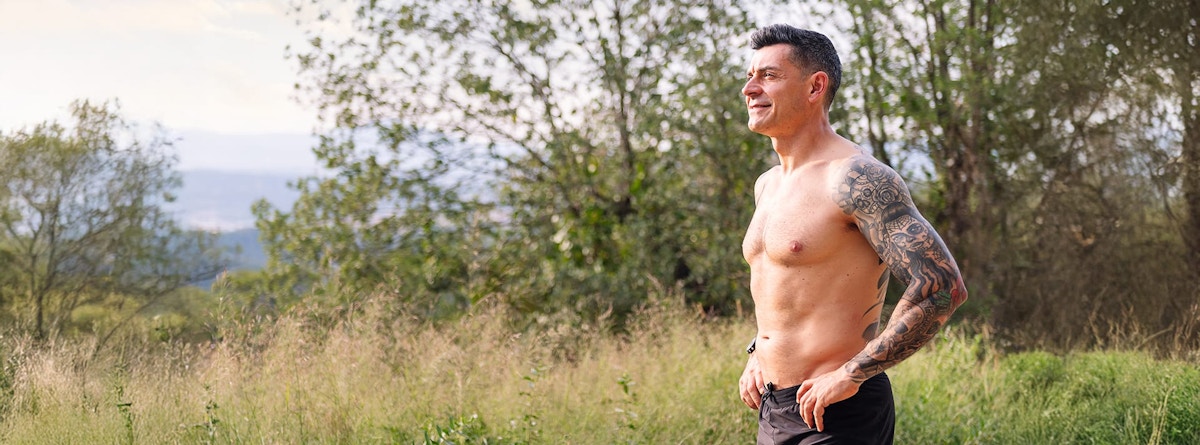 man outdoors walking