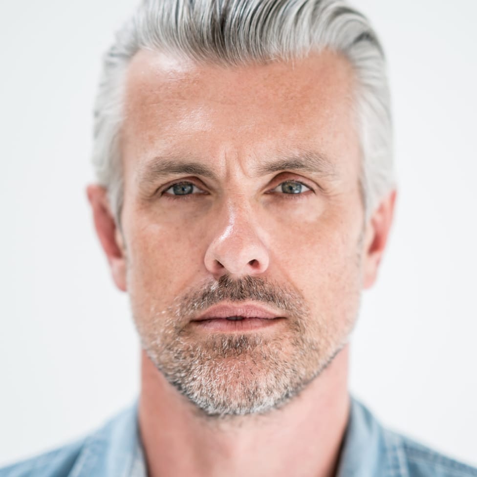 man looking into the camera