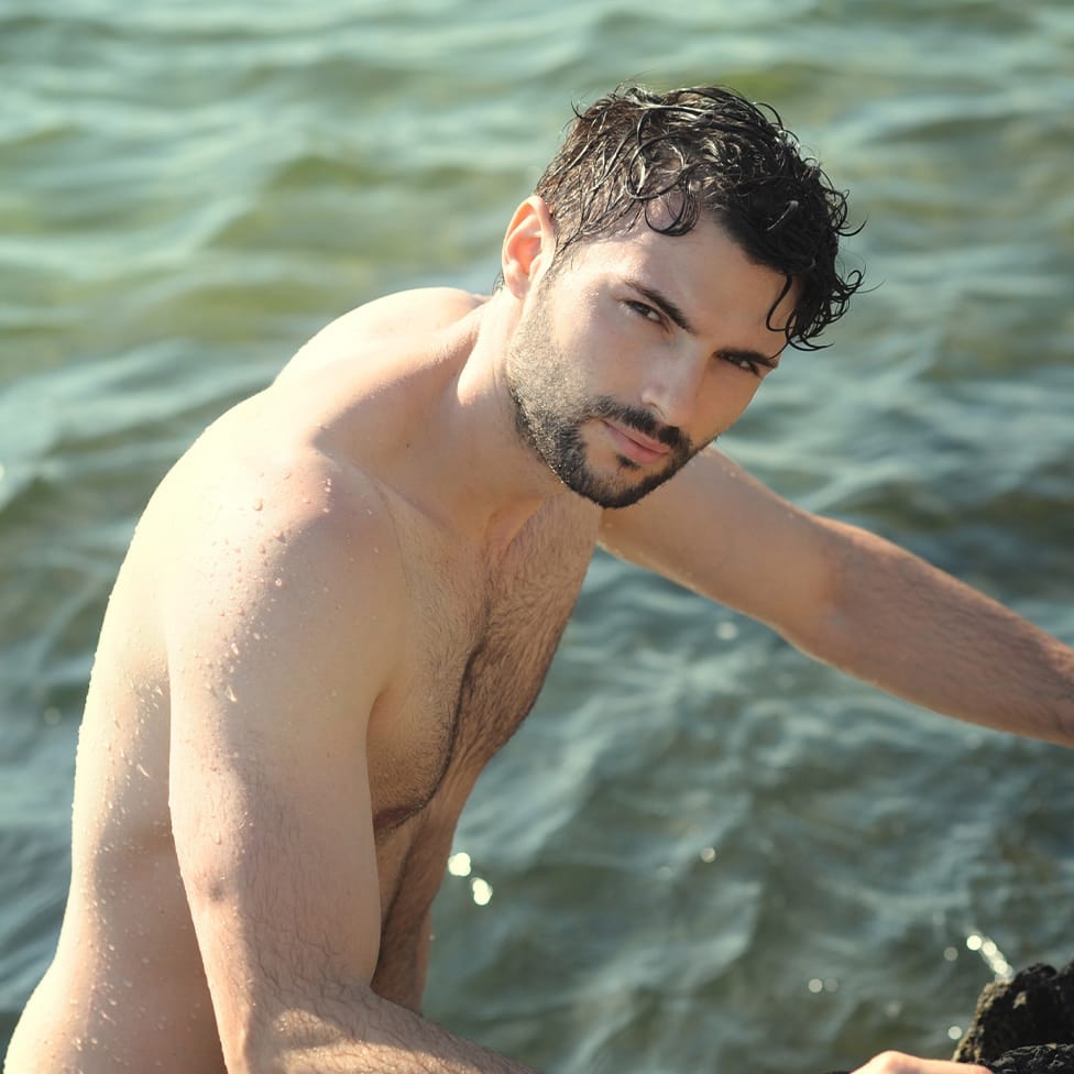 man coming out from the water