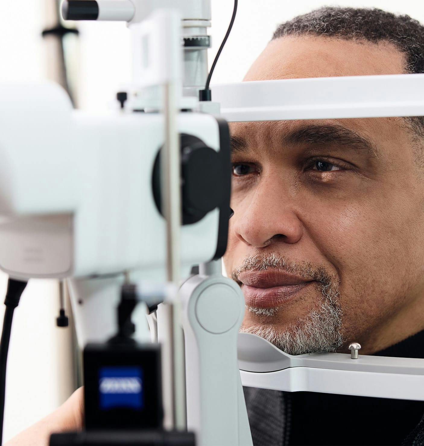 man getting his eyes examined