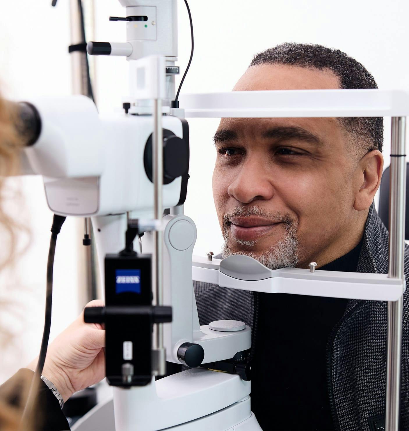 man getting his eyes checked