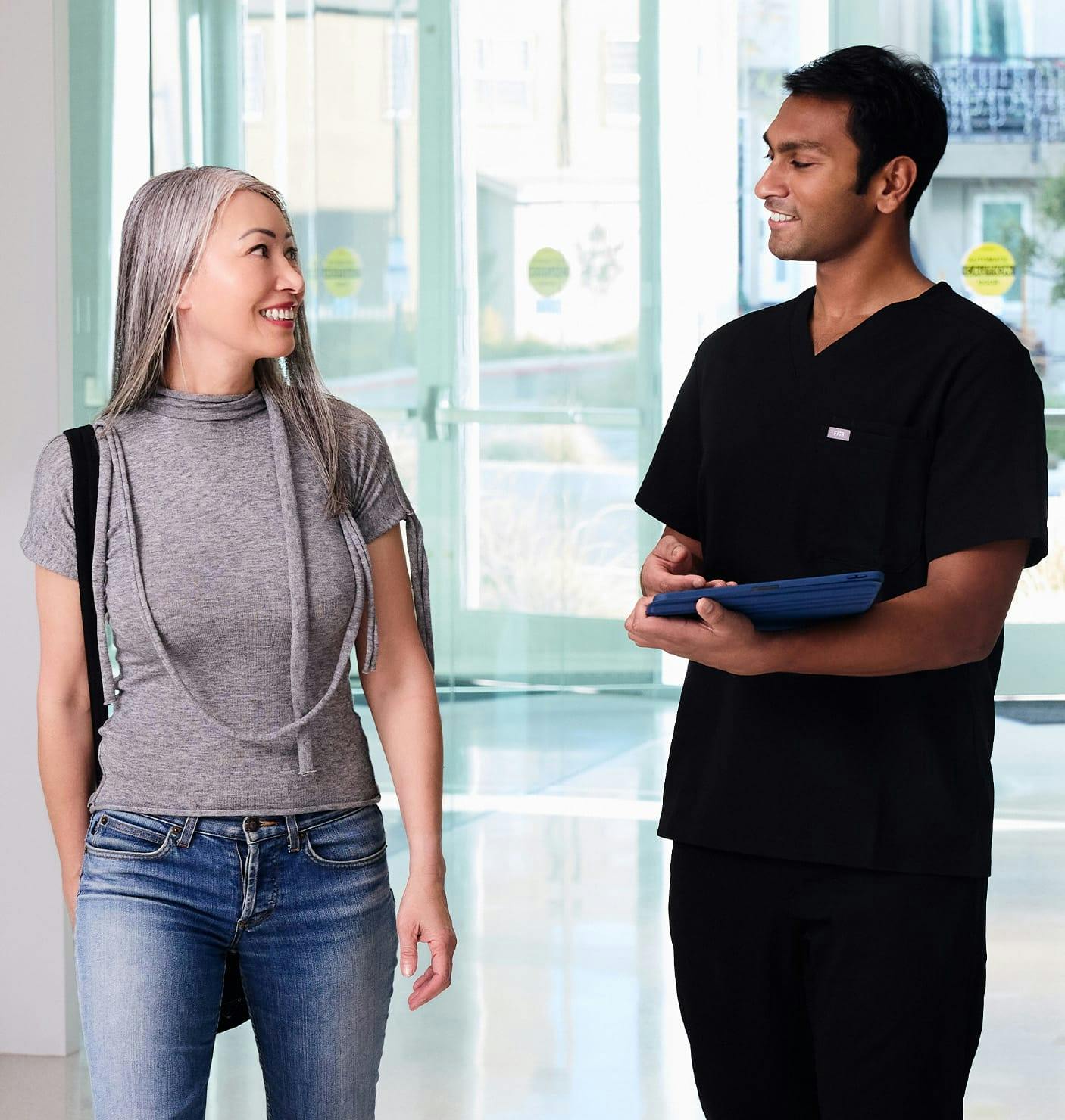 nurse talking to patient