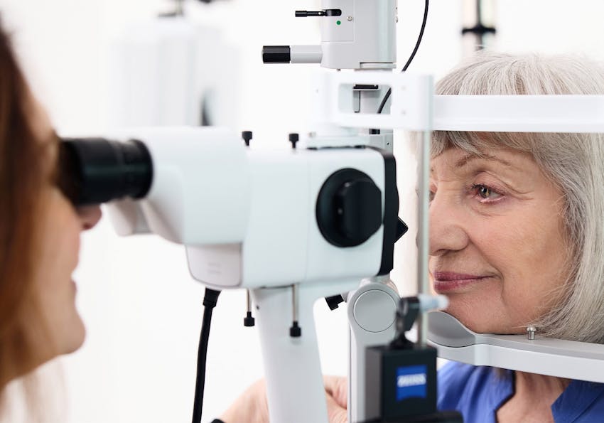 woman getting her eyes examined